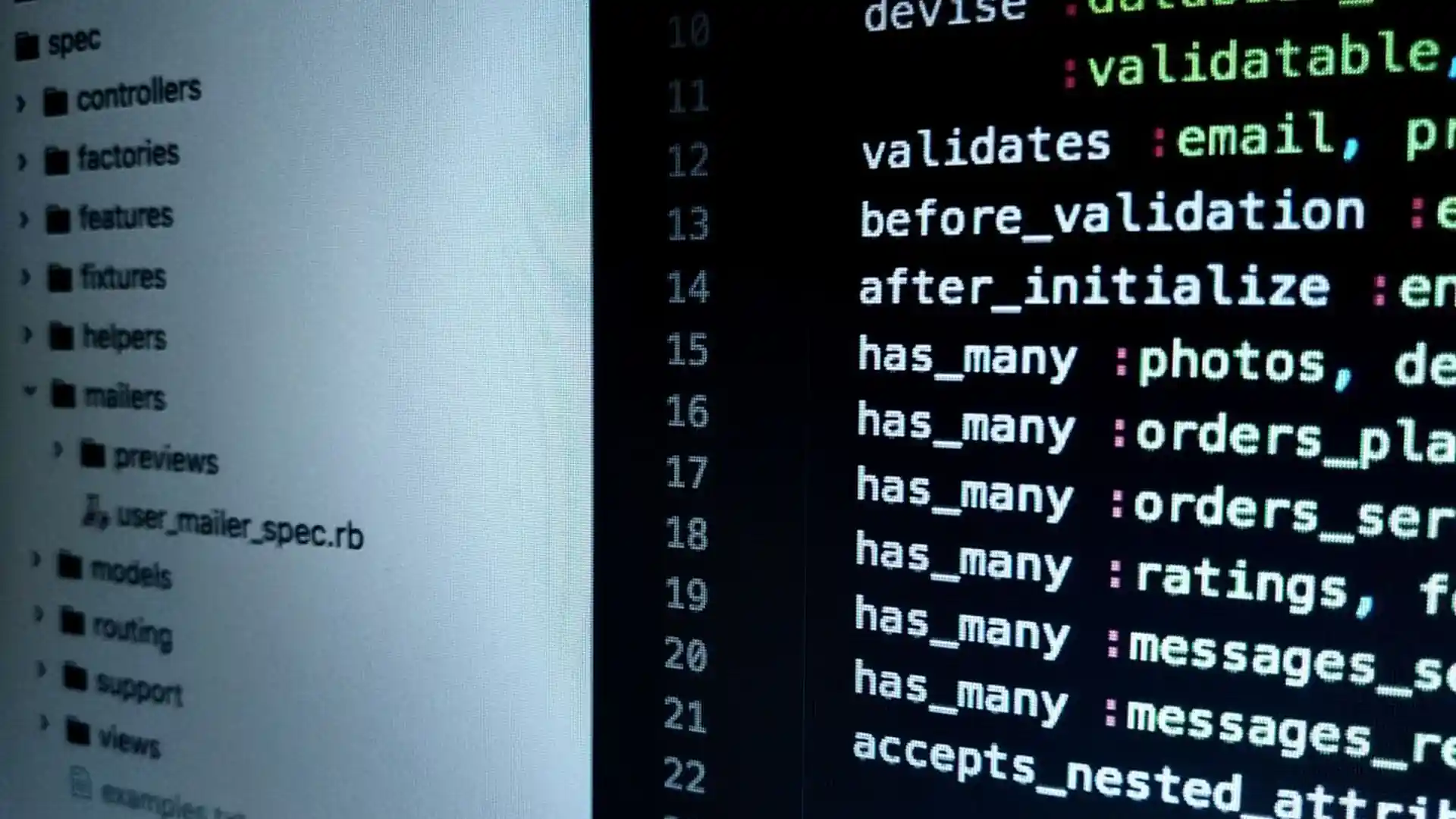 Programming code displayed on a computer screen