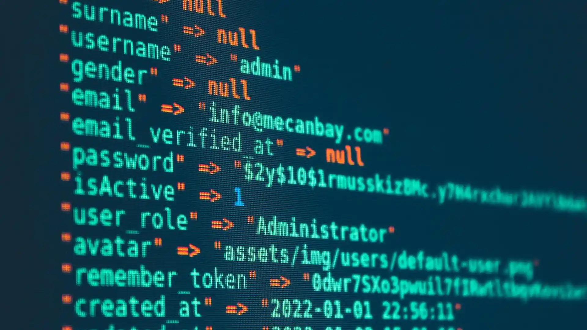 Programming code displayed on a computer screen