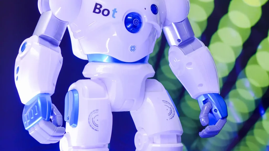 meta muse wonder launch — a small white toy robot with blue accents and glowing details