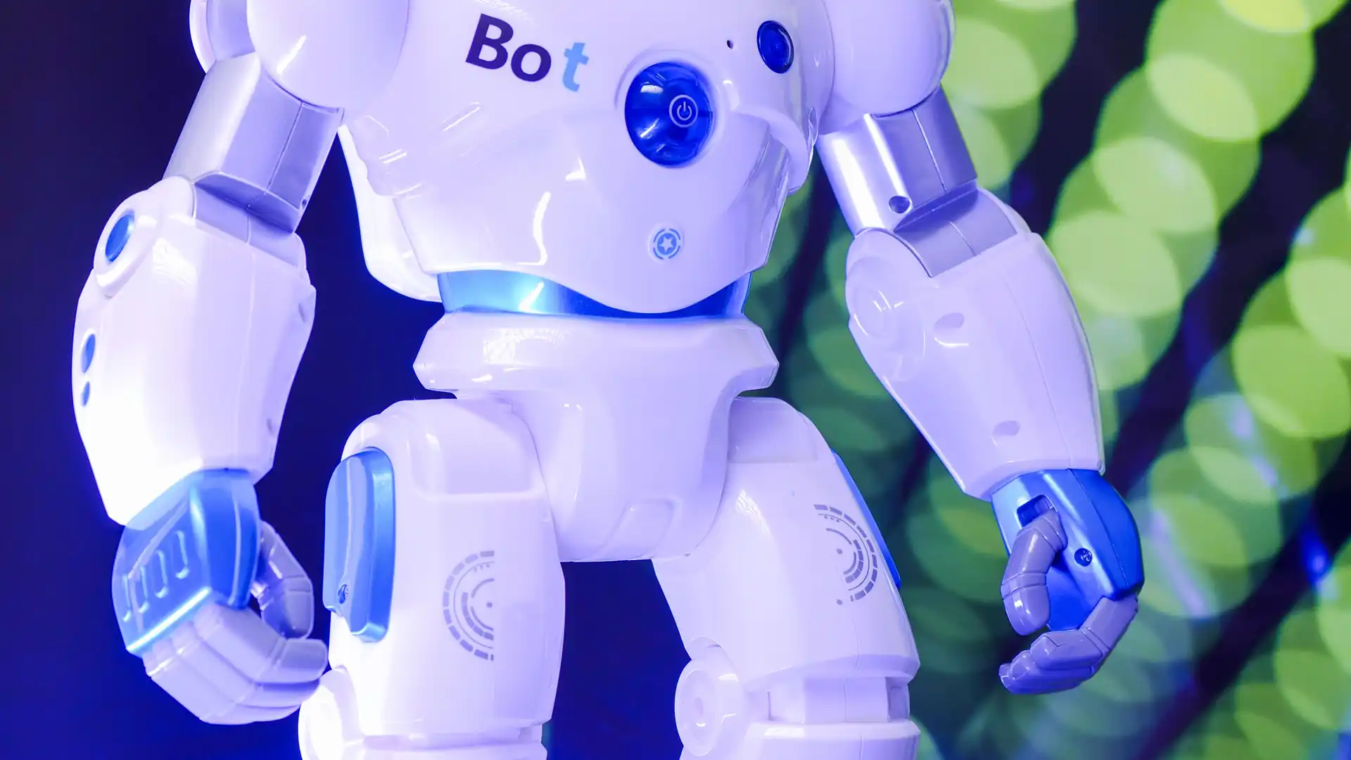 meta muse wonder launch — a small white toy robot with blue accents and glowing details